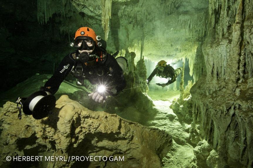 The largest underwater cave in the world was discovered in Mexico