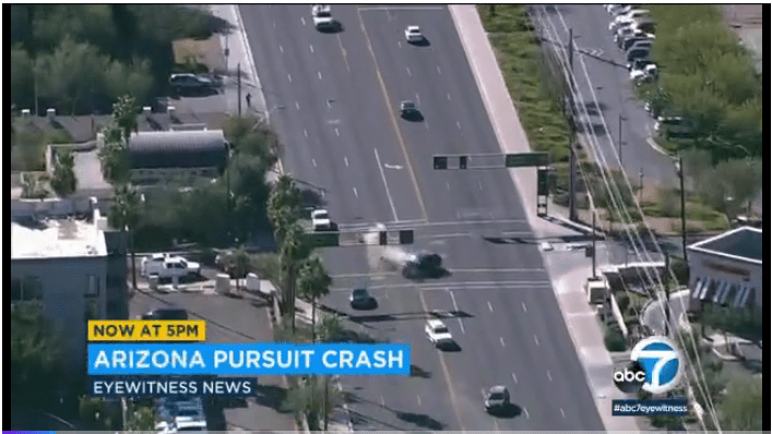 A police pursuit,ended sports utility vehicle smashed into another vehicle.