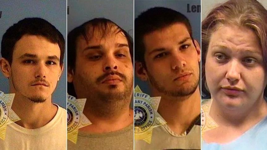 Jason Landry, Steven Olivieri, Derrion Lemoine, and Brittney Savell were arrested Tuesday