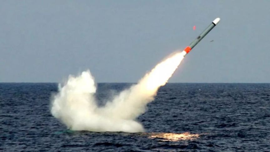 Tomahawk Cruise Missile being fired. (Credit: Raytheon)