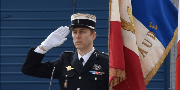 The late Arnaud Beltrame, the gendarme who voluntarily took the place of a hostage