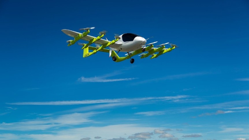 An air taxi, affectionately named Cora,