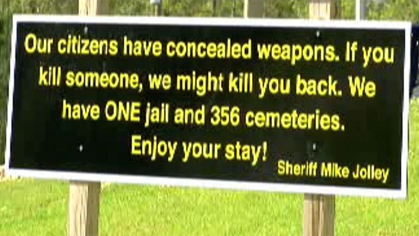 Sheriff Mike Jolley's new sign has gone viral