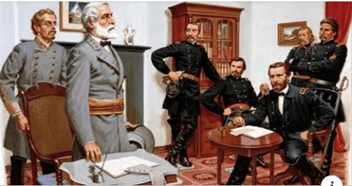 Confederate General Robert E. Lee surrenders
