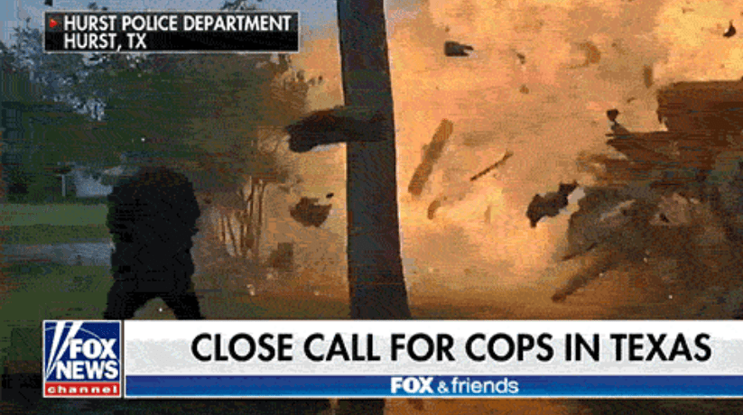 Dashboard camera footage house violently explodes,