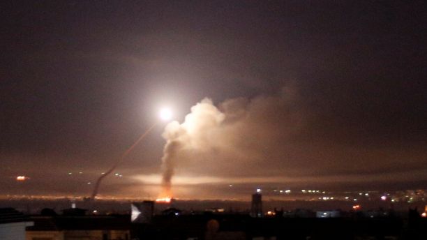 Missile fire is seen from Damascus, Syria, May 10, 2018.  (Reuters)