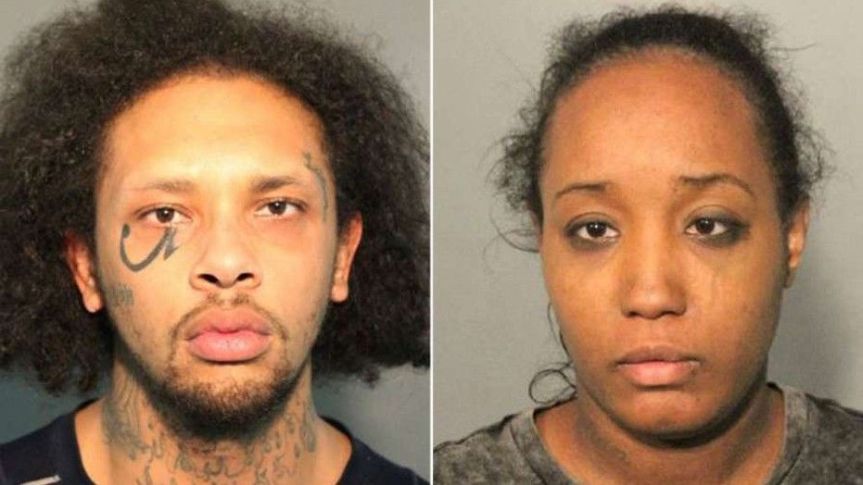 Jonathan Allen, left, and Ina Rogers, right, were arrested after police found 10 children living in 
