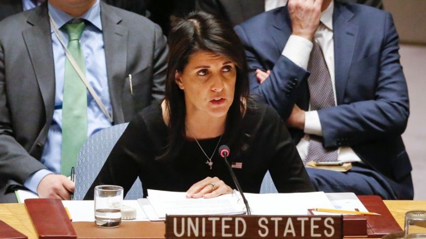 United Nations U.S. Ambassador Nikki Haley address a U.N. Security Council