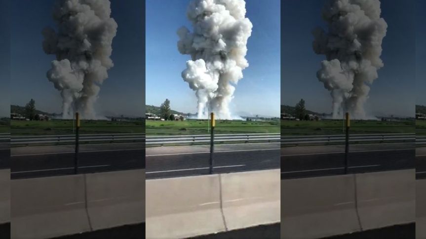 Smoke rises after fireworks blast in