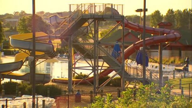 The 8-year-old boy was thrown off a water slide platform on Tuesday,