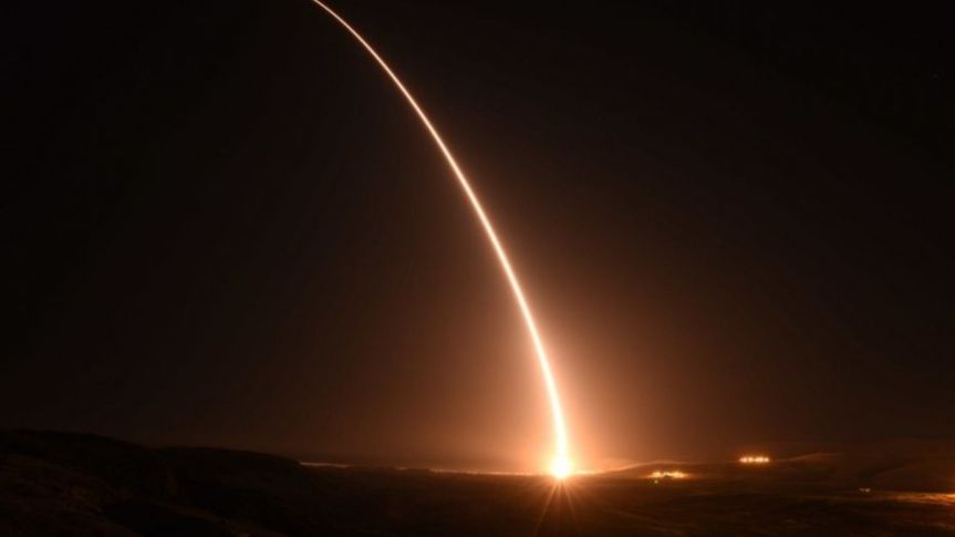 File photo - An unarmed U.S. Air Force Minuteman III intercontinental ballistic missile launches 