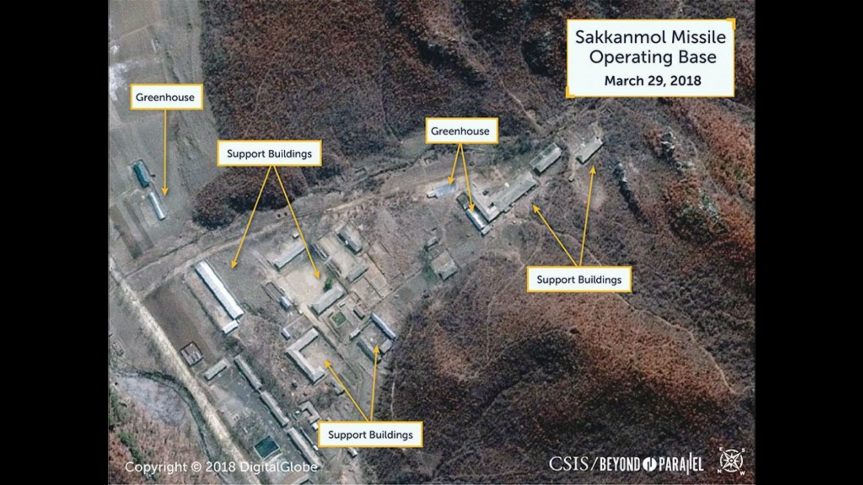 The satellite image of the base in Sakkanmol,