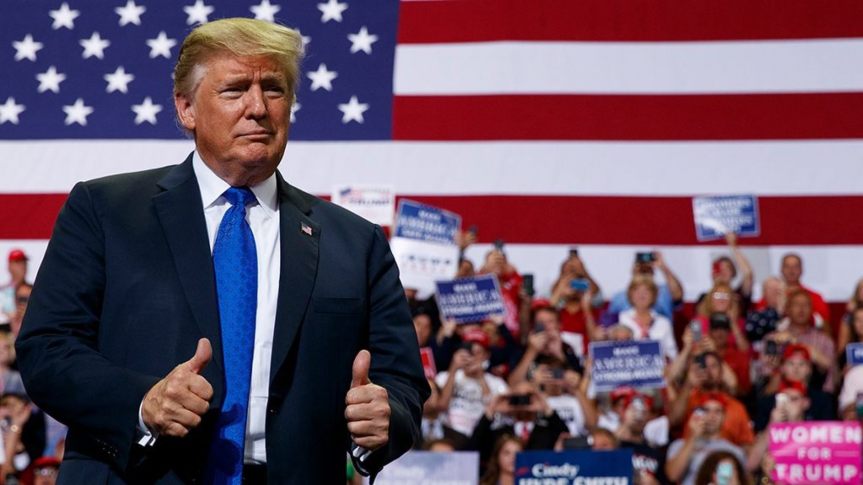 President Trump gives two thumbs up