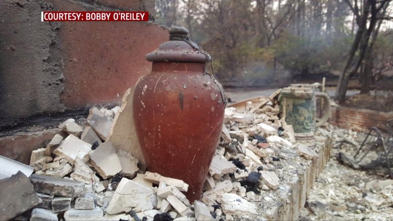 An urn containing a loved one's ashes