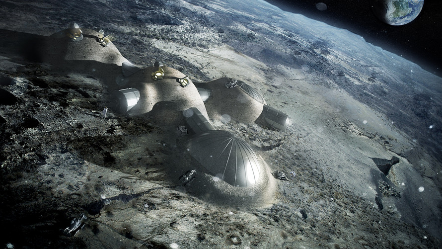An artist’s impression of a moon village.