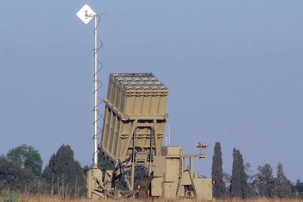An Iron Dome launcher deployed next to Sderot, Israel,