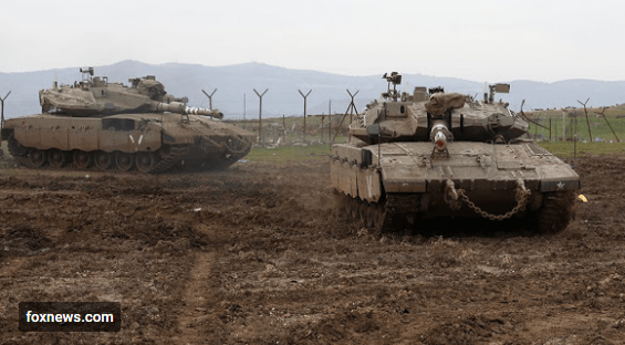 Israeli army Merkava tanks gather