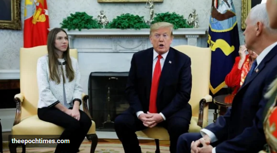President Donald Trump and Vice President Mike Pence meet with Fabiana Rosales,