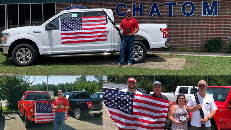 An Alabama car dealership is offering a free bible, flag, and shotgun with every purchase.(Facebook / ChatomFord)