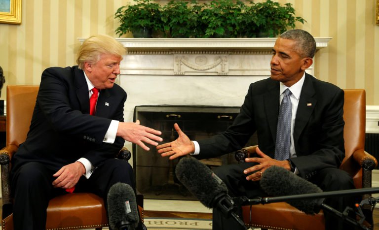 U.S. President Barack Obama meets with President-elect Donald Trump
