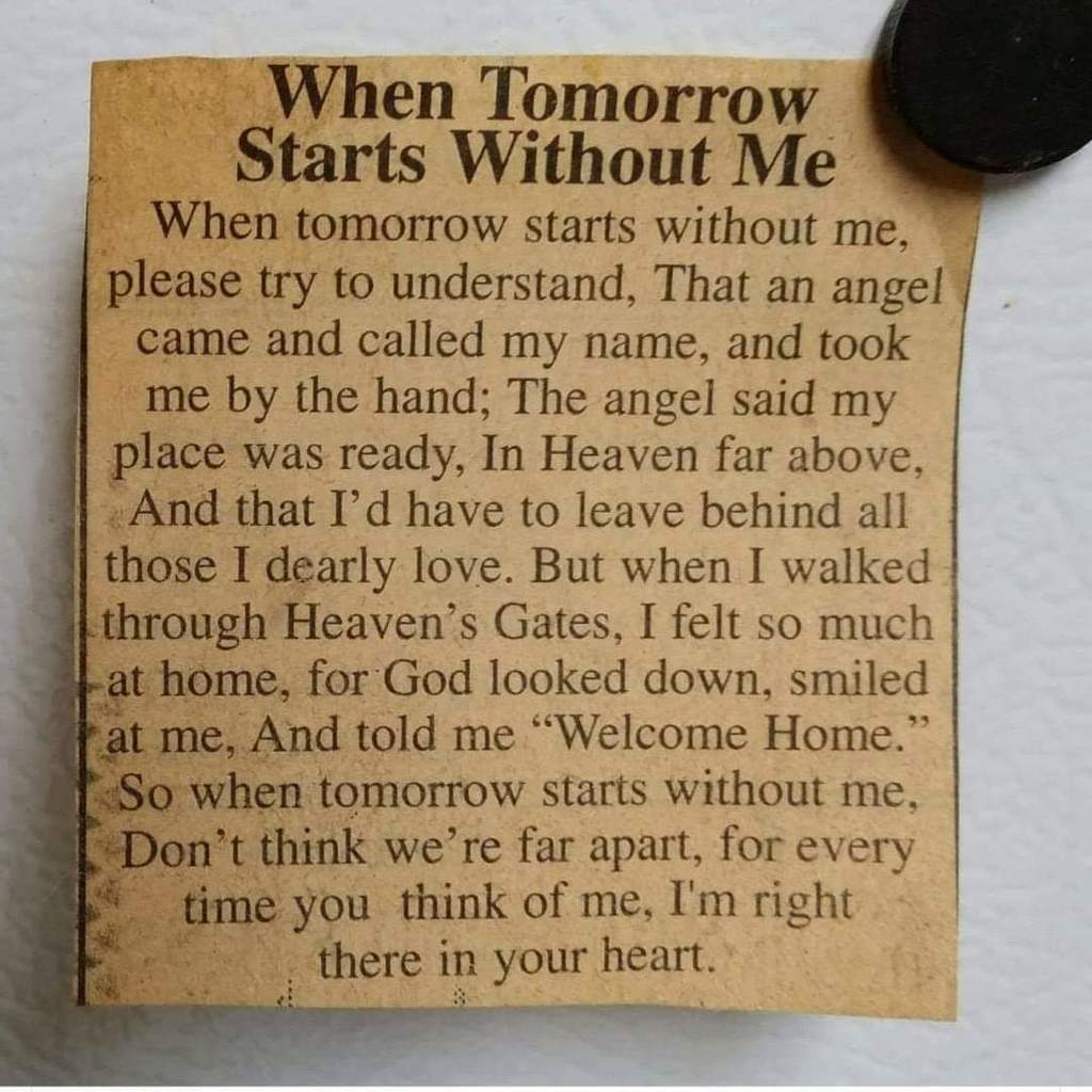 When Tomorrow Starts Without Me