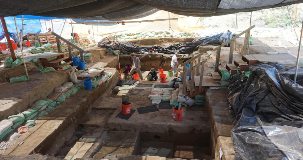 Excavation work by scientists at the Cooper's Ferry archaeological site located along the Salmon River in western Idaho is shown in this image released August 29, 2019.