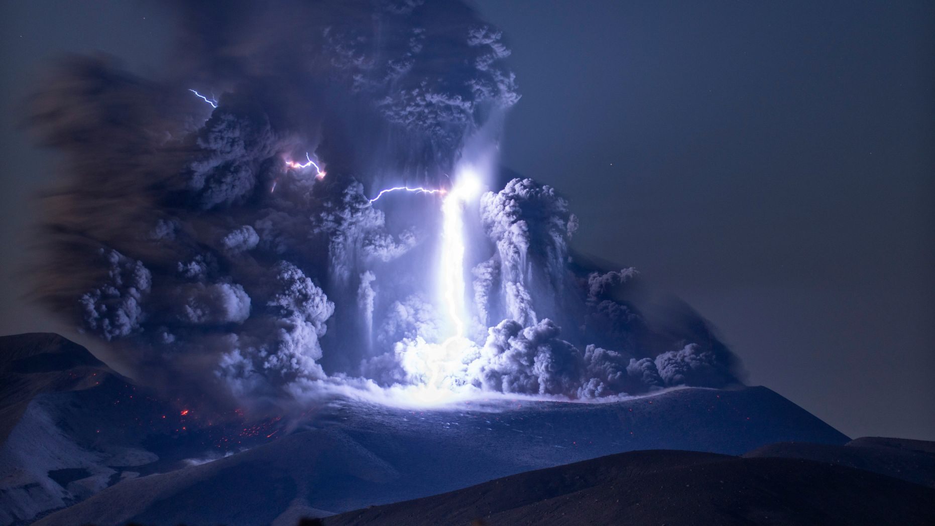 The moment the volcanic lightning occurred.  