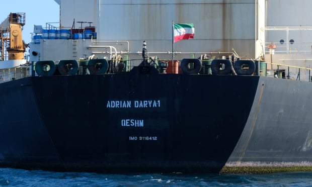 The Adrian Darya 1, pictured above on 30 August, was photographed off the coast of Syria on 6 September. 
