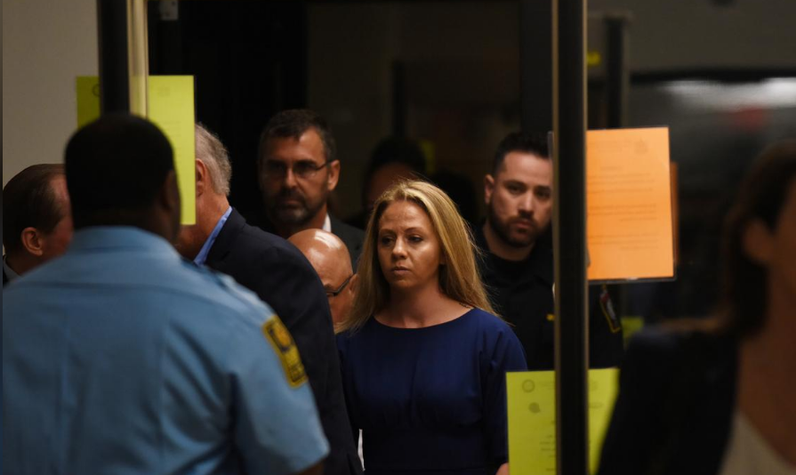 Amber Guyger, who is charged in the killing of Botham Jean in his own home, arrives on the first day of the trial in Dallas, Texas, U.S., September 23, 2019.