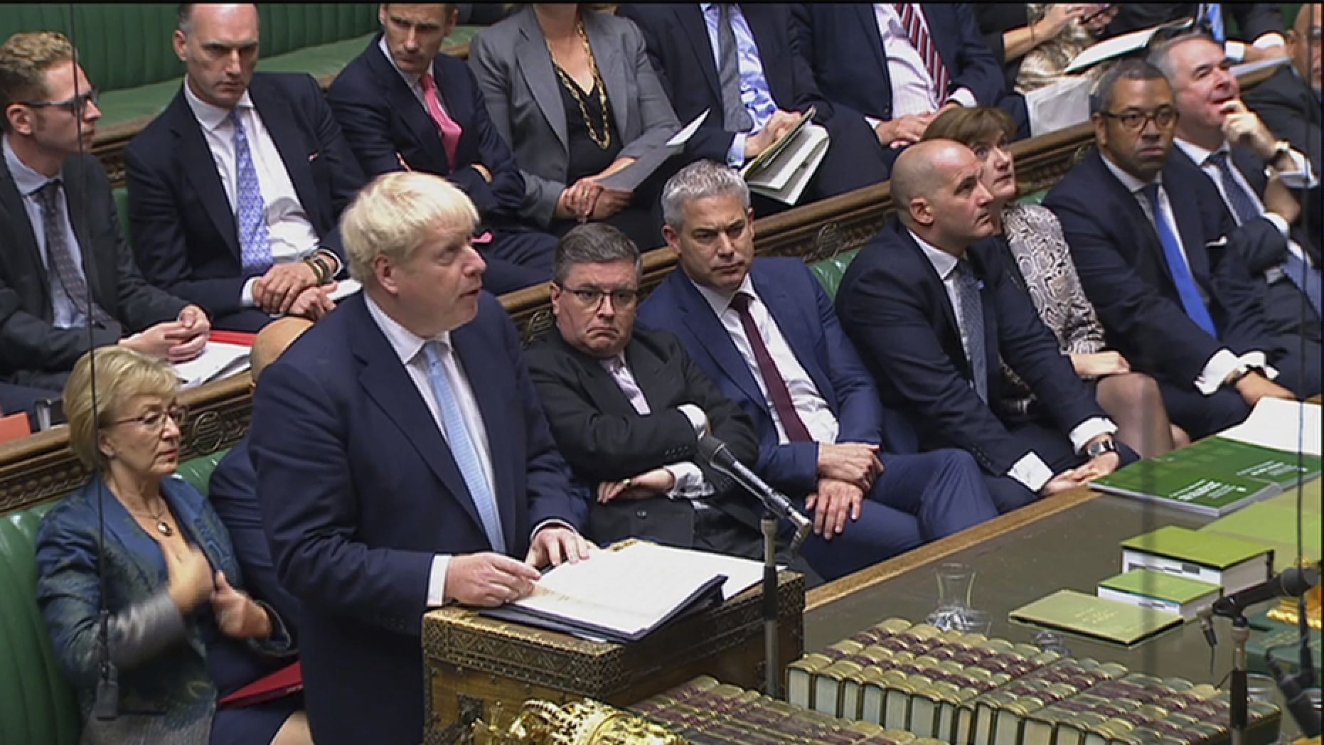 In this image taken from video, Britain's Prime Minister Boris Johnson gives a statement to the House of Commons in London, on Thursday. 