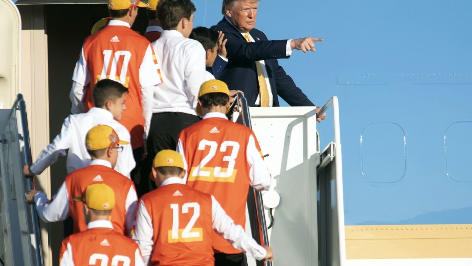 President Trump board Air Force One with the champs on Friday.