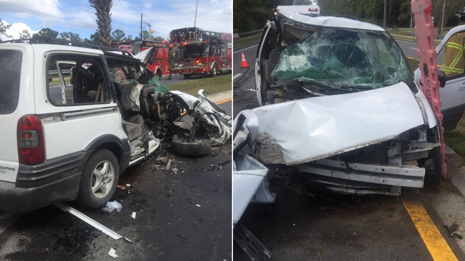 Calicia Williams, 36, was charged with four counts of attempted murder after investigators say she drove her white Pontiac minivan at a “high rate of speed” onto a grass median and directly into tree, without breaking.