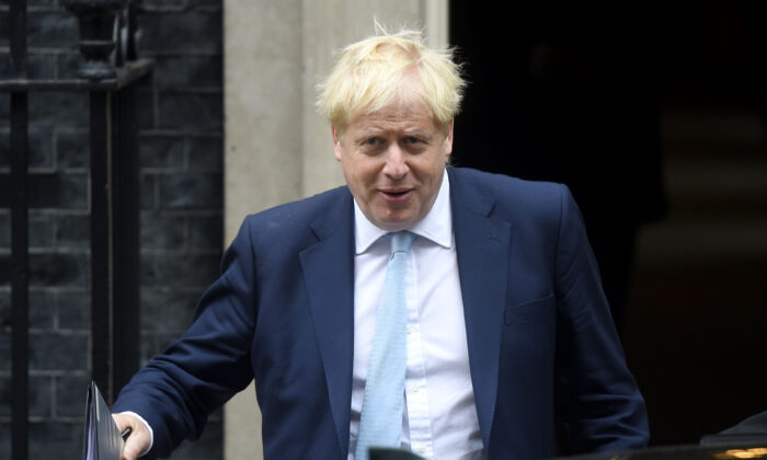 British Prime Minister Boris Johnson leaves 10 Downing Street on Oct. 3, 2019 in London, England. 