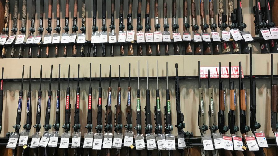Guns for sale are seen inside of Dick's Sporting Goods store in Stroudsburg, Penn. on Feb. 28, 2018. 