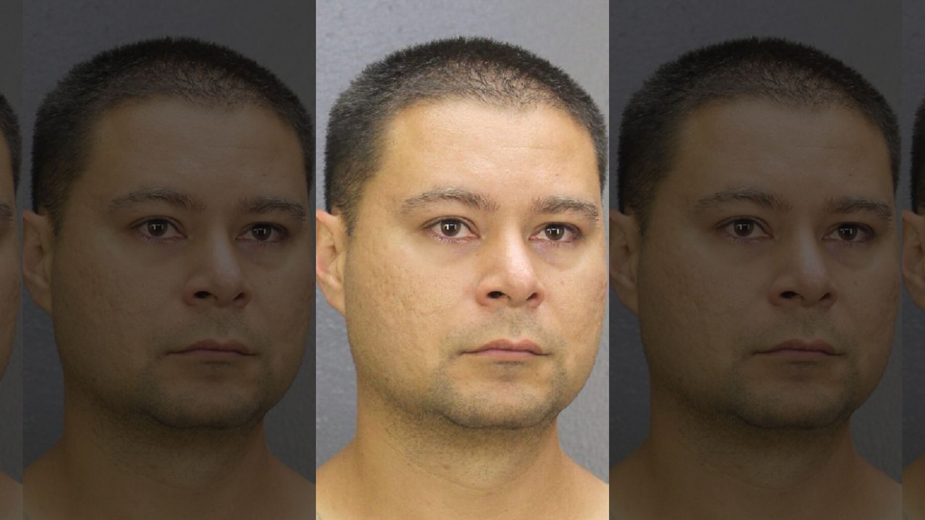 Booking photo for Michael Martinez after being found guilty of forcing a young woman and a young man to run naked to avoid arrest. 