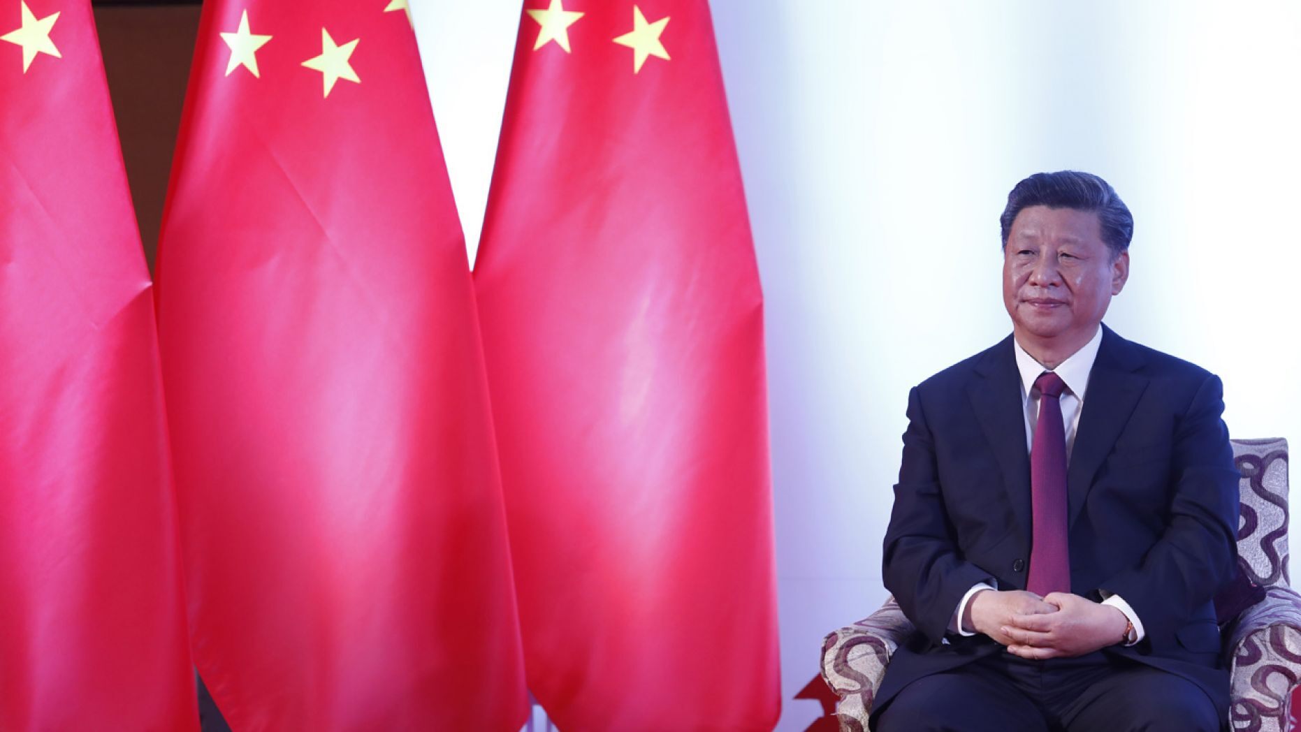 Chinese President Xi Jinping, waits for a bilateral meeting in Kathmandu, Nepal, Sunday, Oct. 13, 2019.