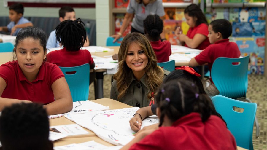 First Lady Melania Trump visits Lamb Elementary School in North Charleston, South Carolina, on Oct. 30, 2019.