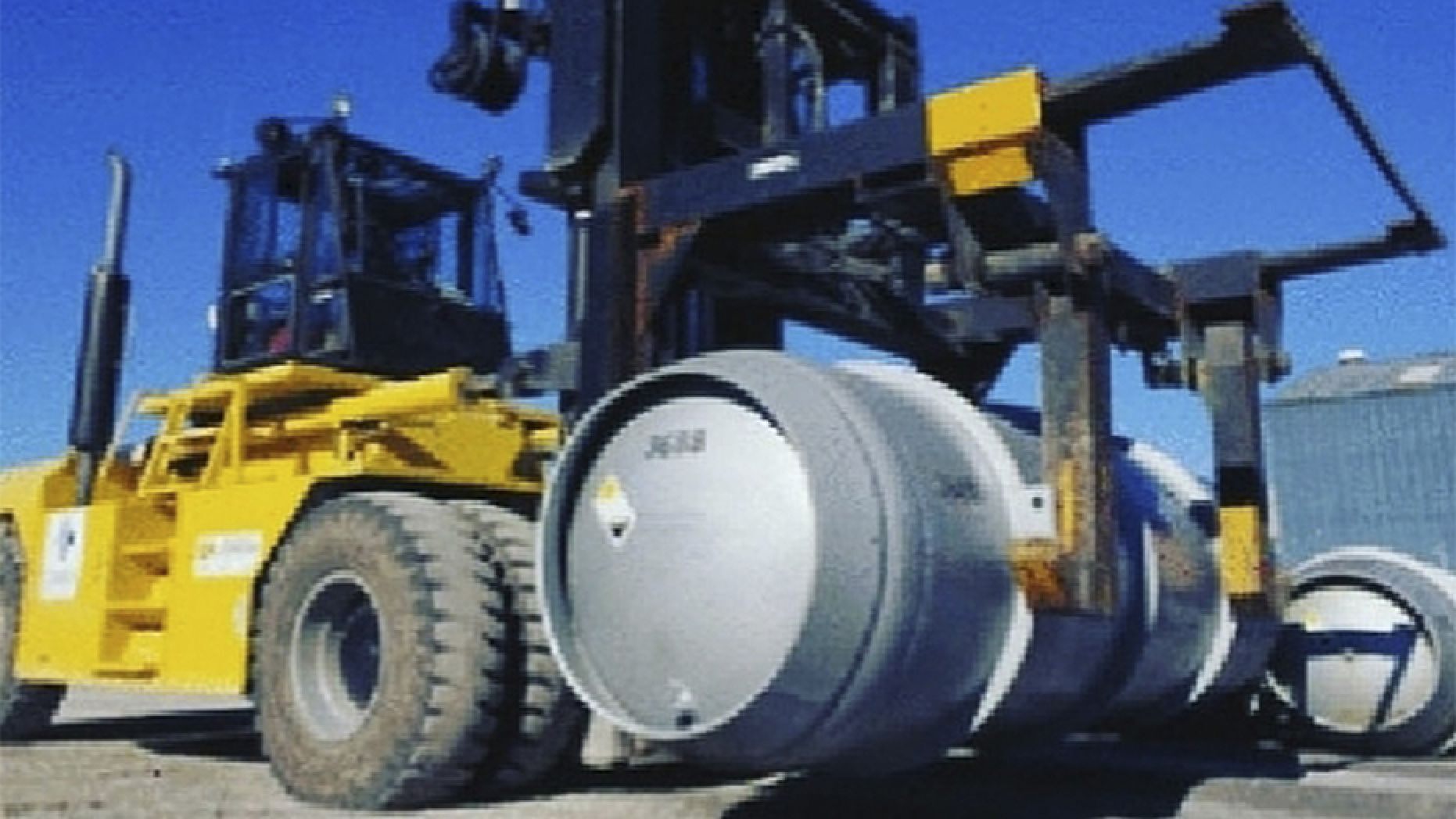 A truck on Wednesday carries a cylinder containing uranium hexafluoride gas for the purpose of injecting the gas into centrifuges in Iran's Fordo nuclear facility.