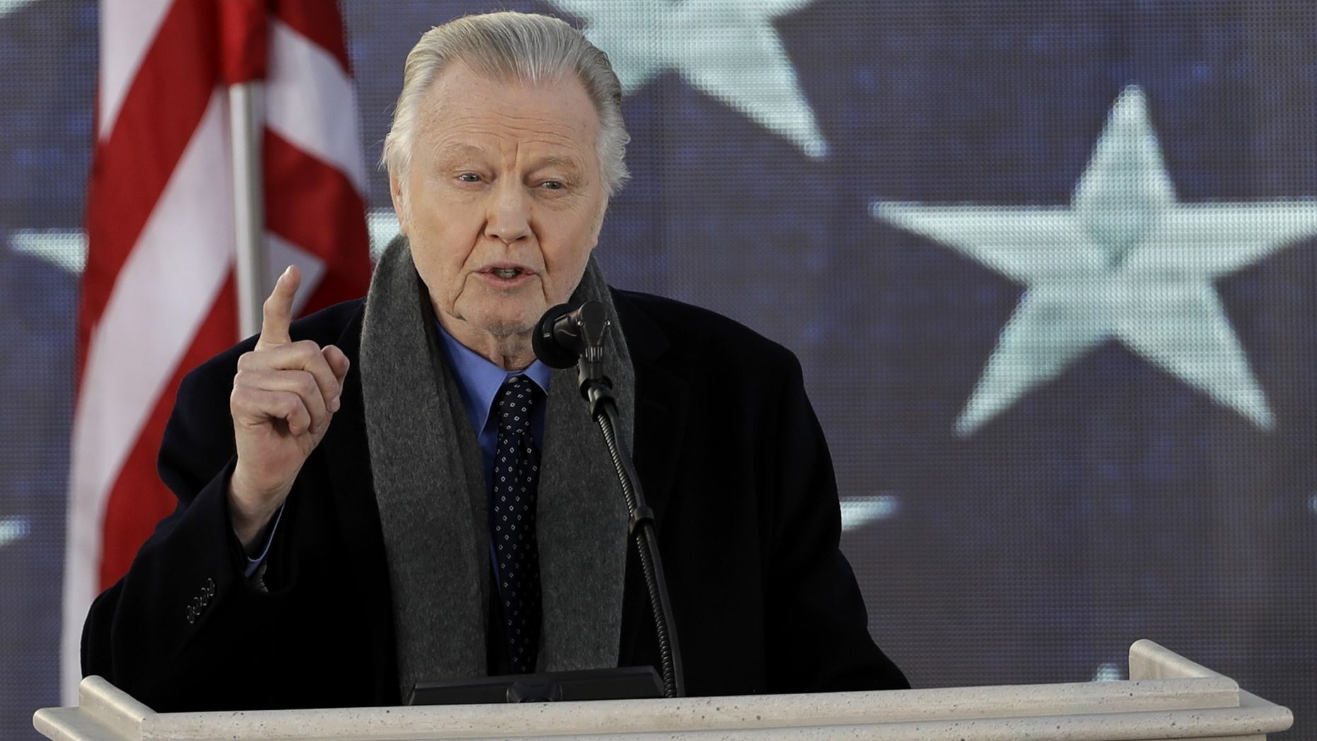 Actor Jon Voight speaks during a pre-Inaugural "Make America Great Again! Welcome Celebration" at the Lincoln Memorial in Washington, Thursday, Jan. 19, 2017.