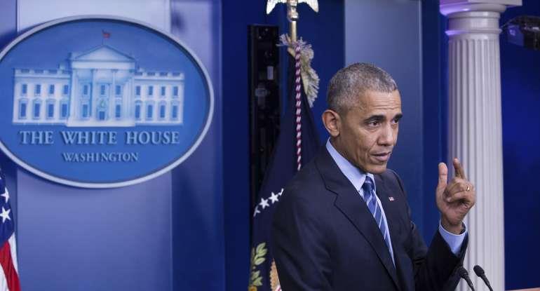 President Obama gives his last press briefing at White House on Dec. 16, 2016.