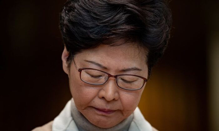 Hong Kong leader Carrie Lam speaks at a press conference in Hong Kong on Dec. 10, 2019. 