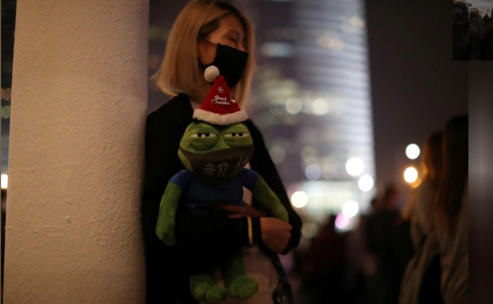 A Hong Kong protester attends a rally in Hong Kong, China, December 23, 2019.