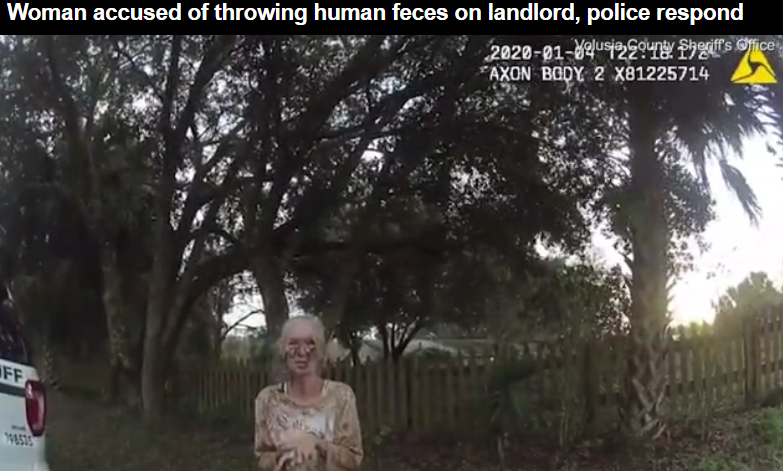 Police bodycam footage, recorded in response to the incident, shows Mercader (pictured) was also left covered in human waste following her encounter with the landlord.