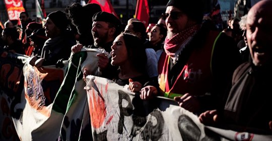 Protesters take to the streets against French President Emmanuel Macron’s plan to overhaul the pension system.