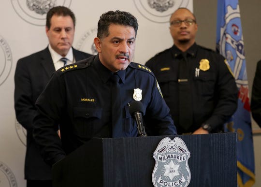 Milwaukee Police Chief Alfonso Morales speaks at the Police Administration Building in Milwaukee on Monday, Feb. 10, 2020. Morales held a news conference to discuss the homicide of Annie Sandifer that occurred on Saturday, February 1, 2020 on the 4300 block of N. 60th Street.