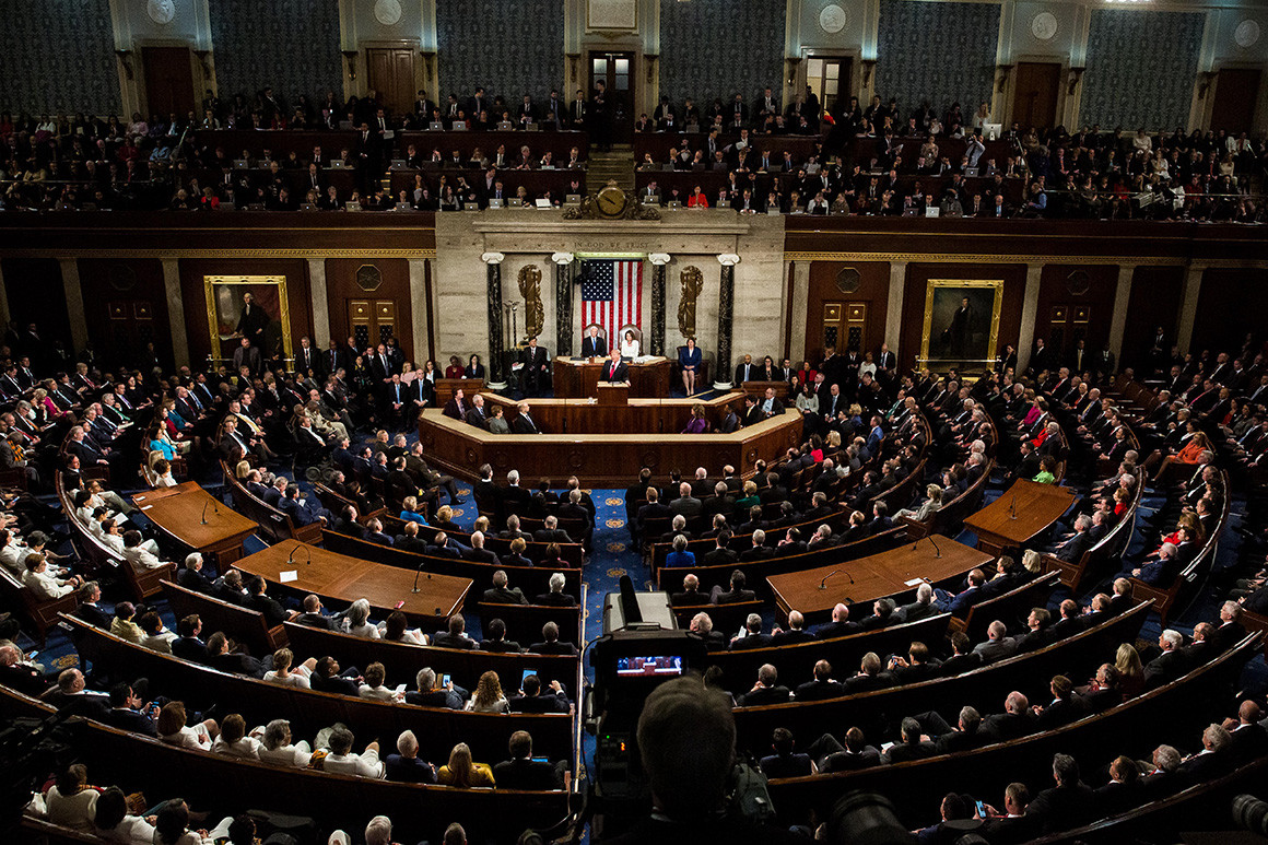 President Donald Trump delivers the State of the Union address on Feb. 5, 2019. 