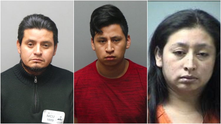 Left: Francisco Javier Gonzalez-Lopez; Center: Norvin Leonidas Lopez-Cante; Right: Lesbia Cante St. Charles police