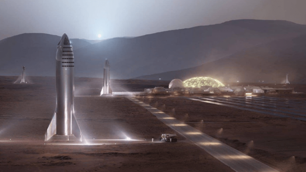 Artist's rendering of the SpaceX Starship on Mars. (SpaceX/TNS)