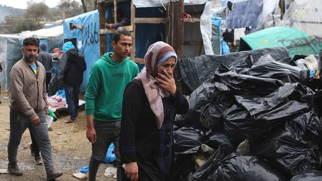 Migrants live in squalor in Moria camp on Lesbos