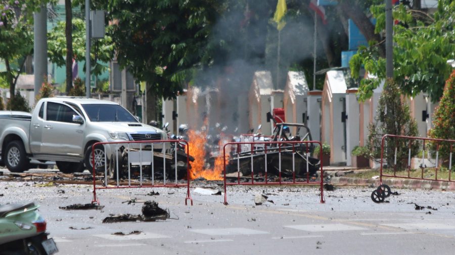 A car bomb in front of the government's Southern Border Provinces Administrative Center in Yala, Thailand, on March 17, 2020.
